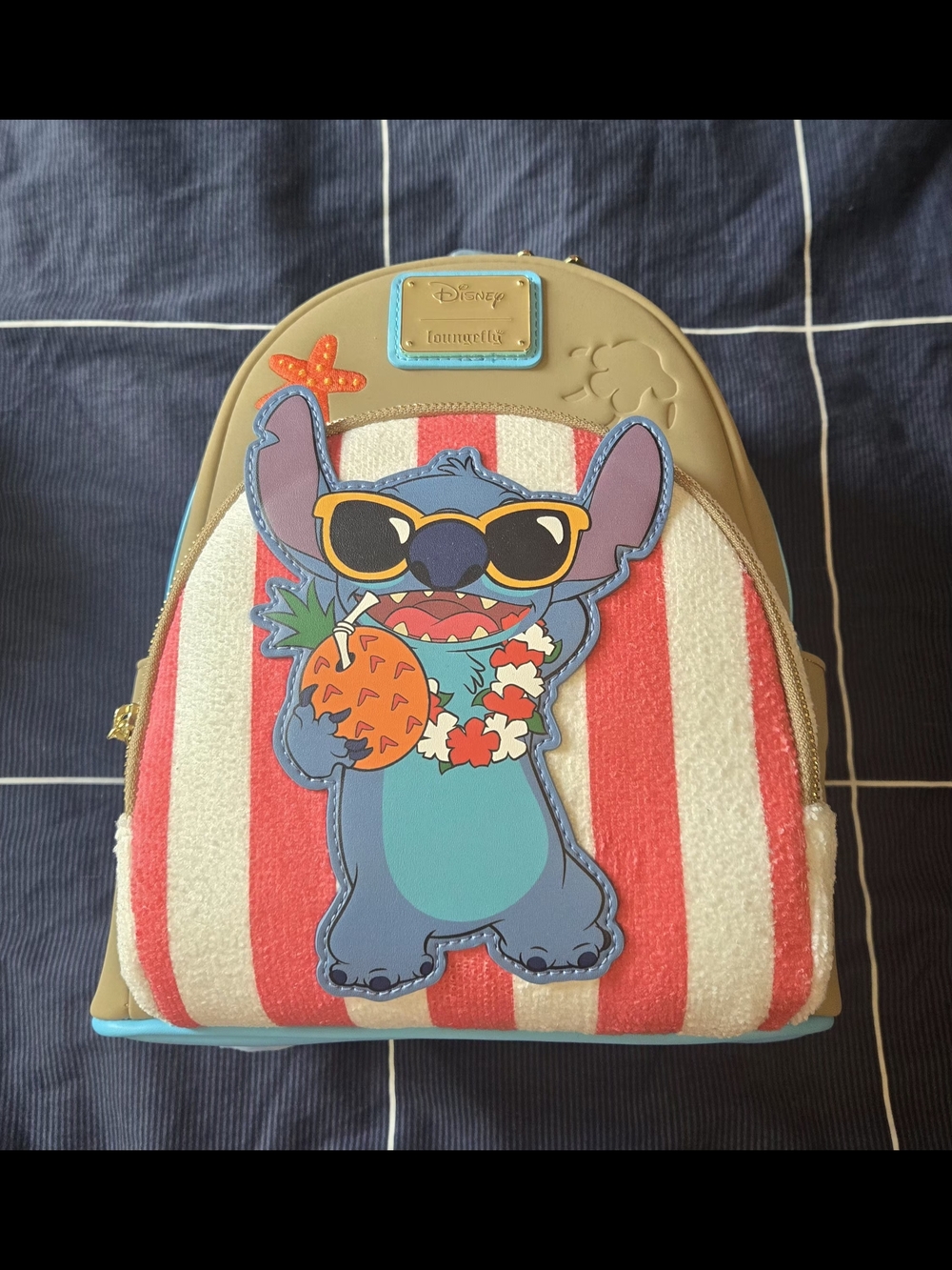 Disney Lilo & Stitch Mini Backpack in Blue, Red & Tan